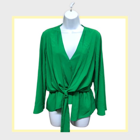 TopShop Tops - TopShop Women's Blouse Green Faux Wrap Size 8